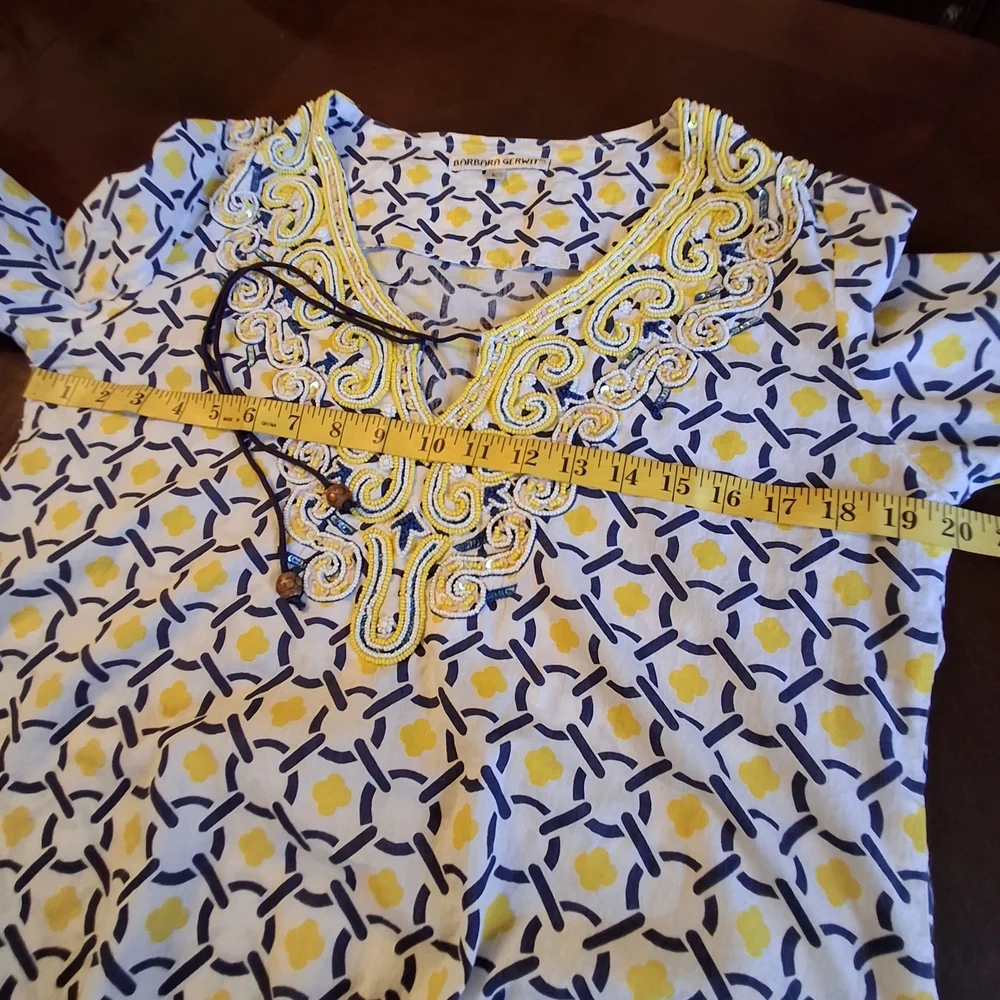 Barbara Gerwit Embellished Geometric Print Cover-Up Tunic Top Women Size Large - Picture 14 of 16